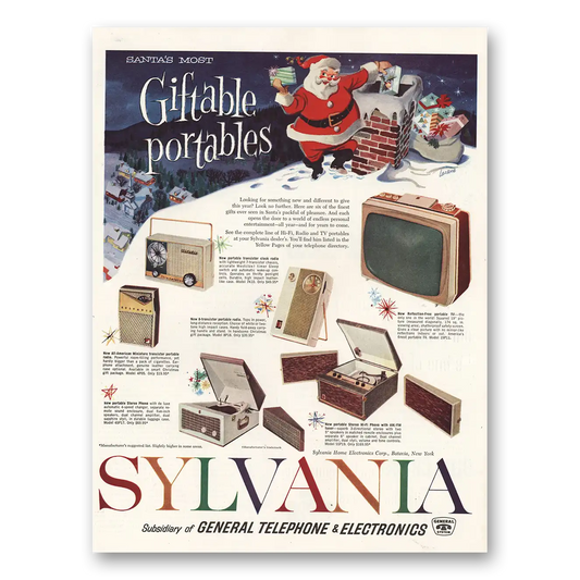 1960 Sylvania Portables Giftable Portables Santa Vintage Magazine Print Ad