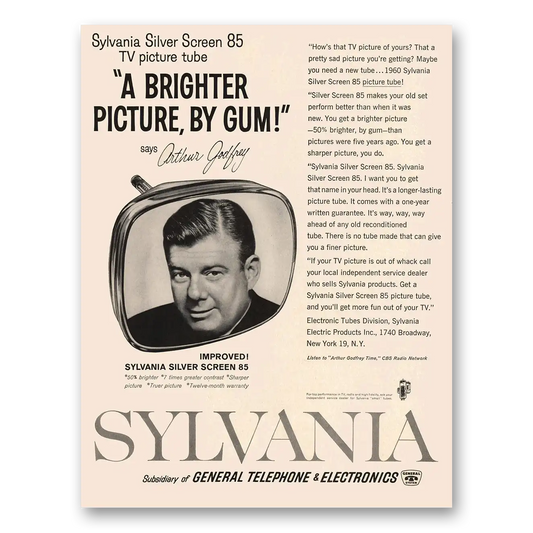 1960 Sylvania Televisions Brighter Picture By Gum Arthur Godfrey Vintage Magazine Print Ad