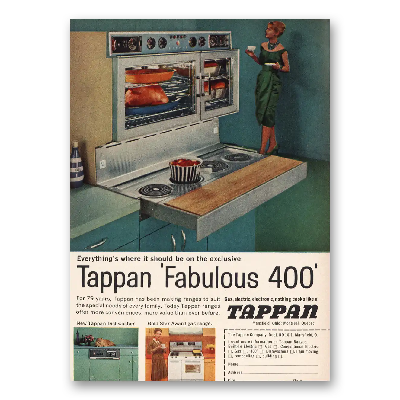 1961 Tappan Range Fabulous 400 Vintage Magazine Print Ad