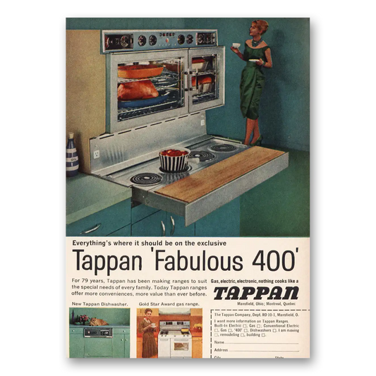 1961 Tappan Range Fabulous 400 Vintage Magazine Print Ad