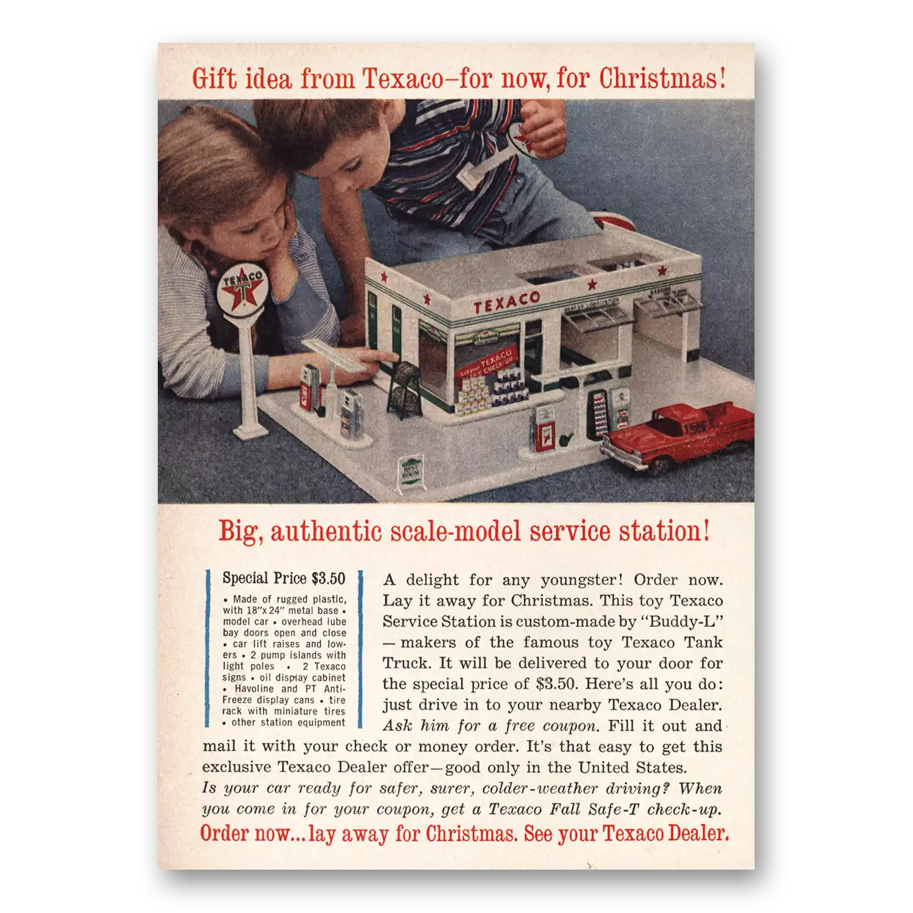 1960 Texaco Dealers Scale Model Service Station Vintage Magazine Print Ad