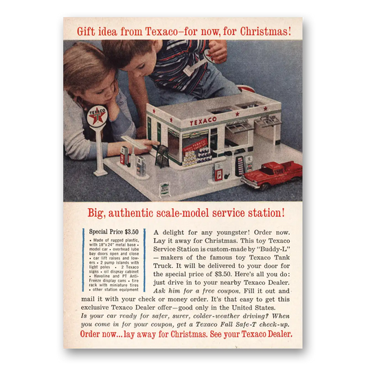 1960 Texaco Dealers Scale Model Service Station Vintage Magazine Print Ad