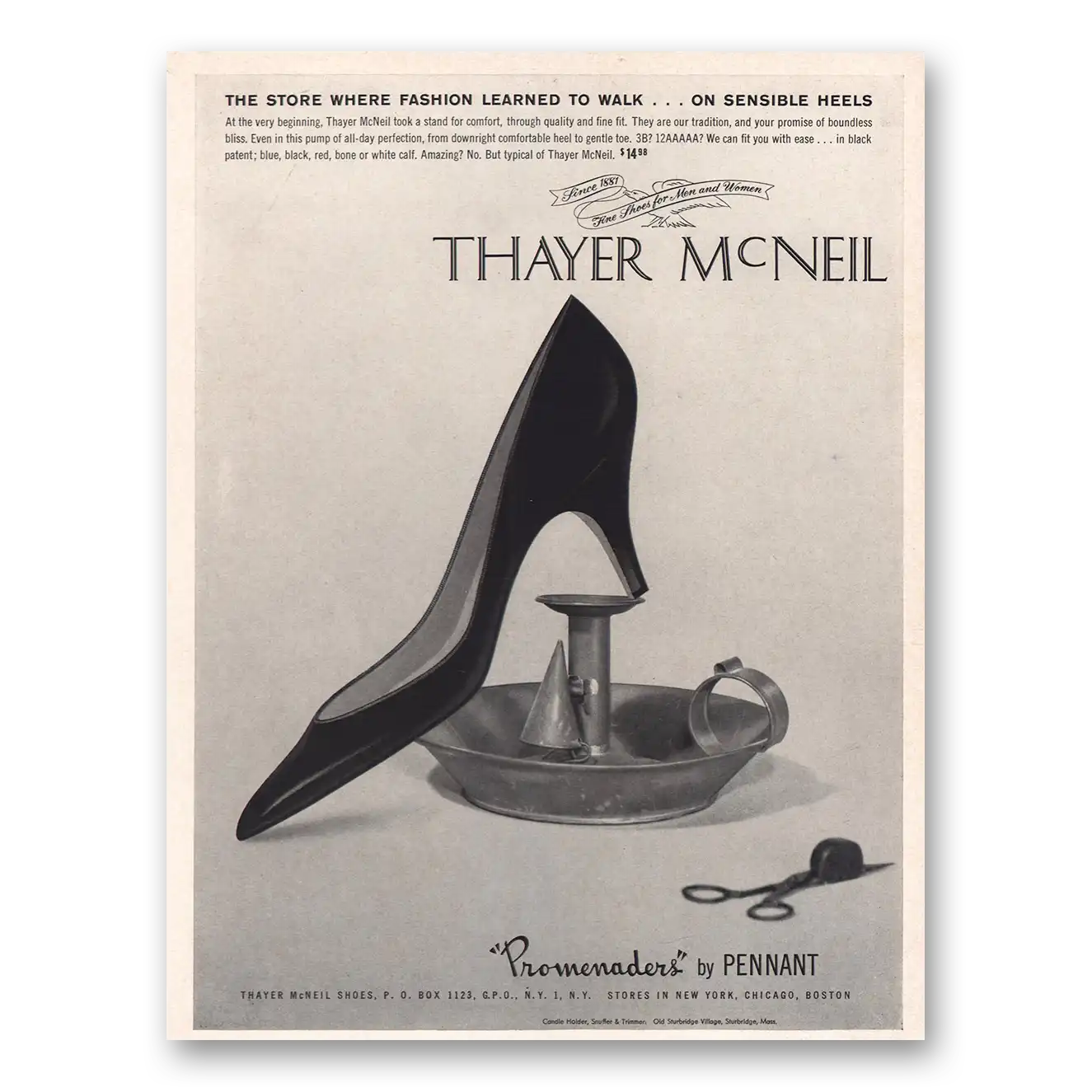 1960 Thayer McNeil Shoes Where Fashion Learned to Walk Vintage Magazine Print Ad