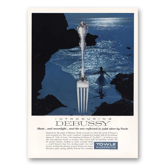 1960 Towle Silversmiths Debussy Music and Moonlight Vintage Magazine Print Ad