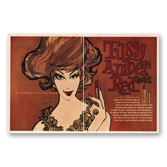 1960 Tussy Lipstick Amber Red Lipstick Vintage Magazine Print Ad