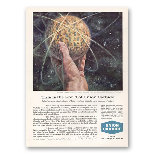 1960 Union Carbide This Is the World Vintage Magazine Print Ad