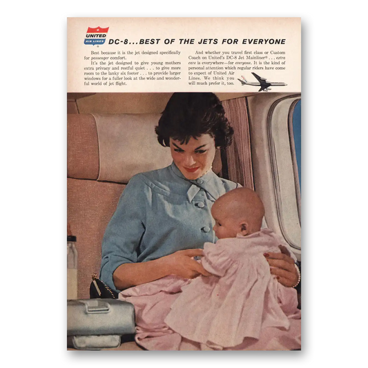 1960 United Airlines DC8 Best of the Jets Vintage Magazine Print Ad