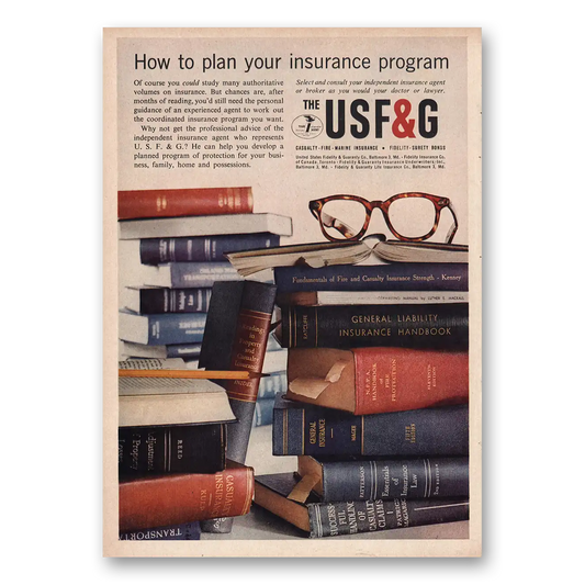 1960 USF&G Plan Your Insurance Program Vintage Magazine Print Ad