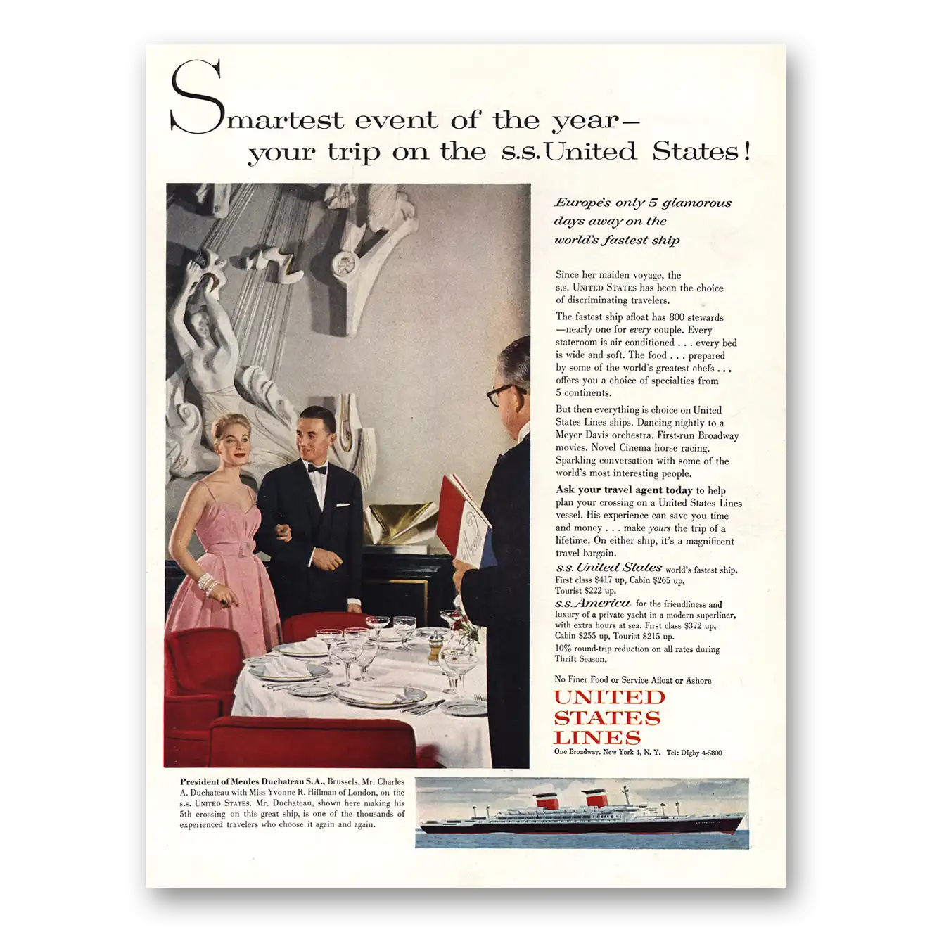 1960 United States Lines Smartest Event of the Year Vintage Magazine Print Ad