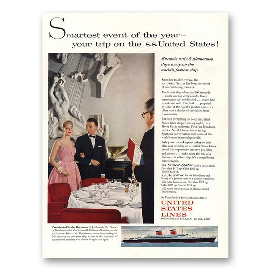 1960 United States Lines Smartest Event of the Year Vintage Magazine Print Ad