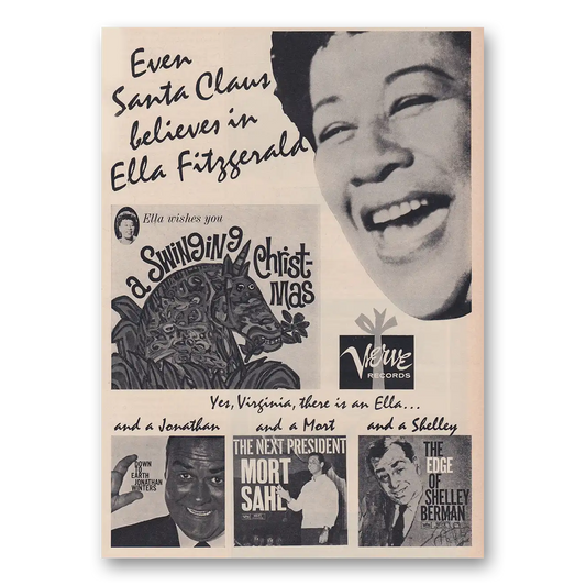 1960 Verve Records Even Santa Claus Believes in Ella Fitzgerald Vintage Magazine Print Ad