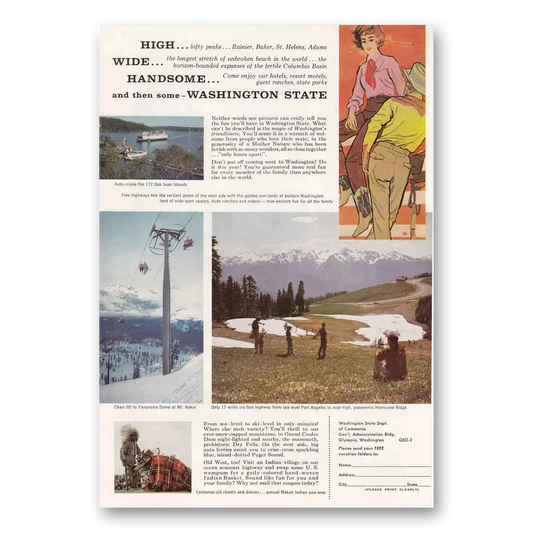 1960 Washington High Wide Handsome Vintage Magazine Print Ad