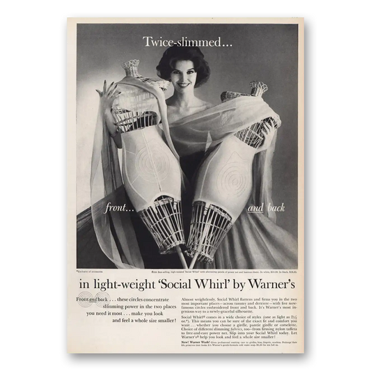 1960 Warners Undergarments Twice Slimmed Social Whirl Vintage Magazine Print Ad