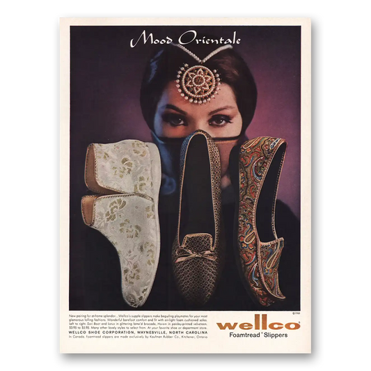 1960 Wellco Foamtread Slippers Mood Originals Vintage Magazine Print Ad