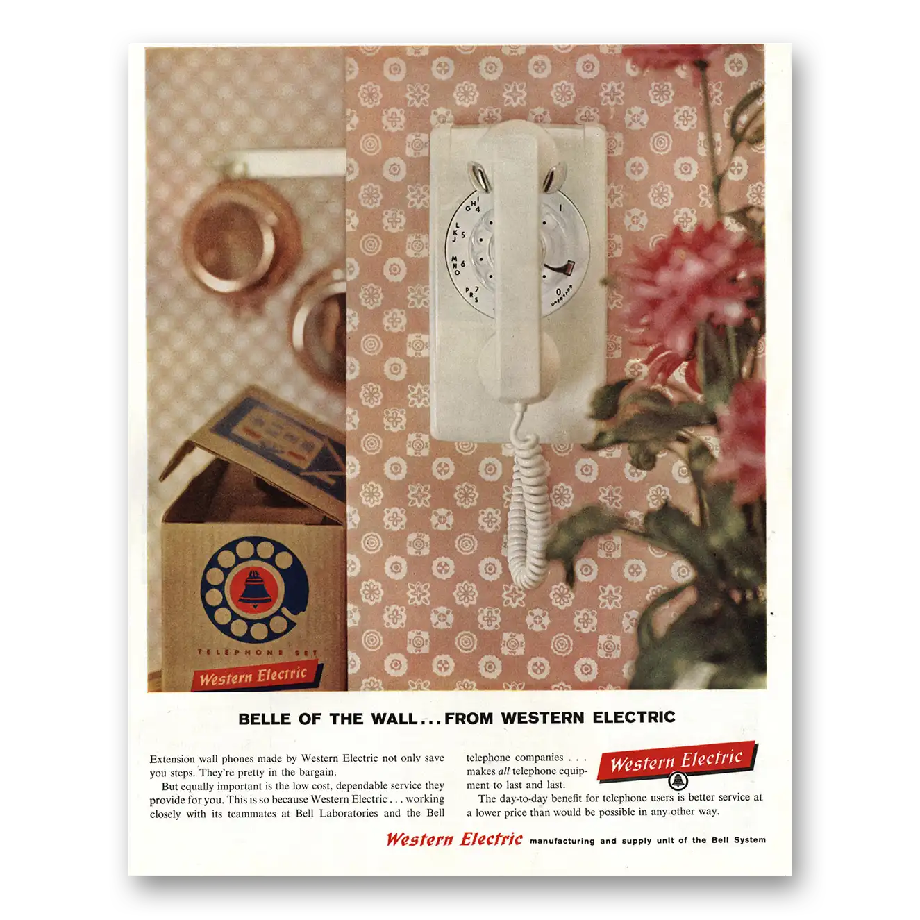 1960 Western Electric Belle of the Wall Vintage Magazine Print Ad