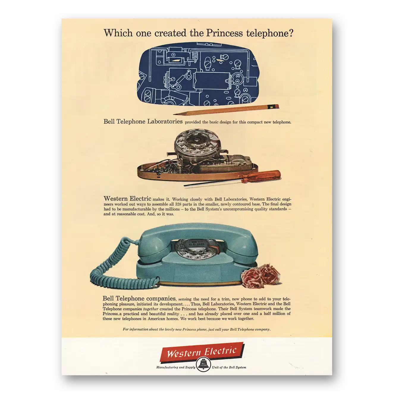 1960 Western Electric Which One Created Princess Telephone Vintage Magazine Print Ad