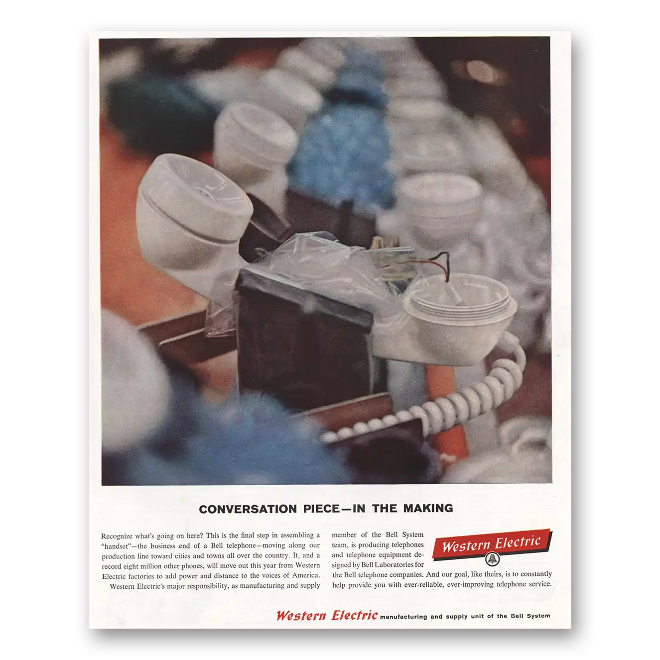 1960 Western Electric Conversation Piece In the Making Vintage Magazine Print Ad