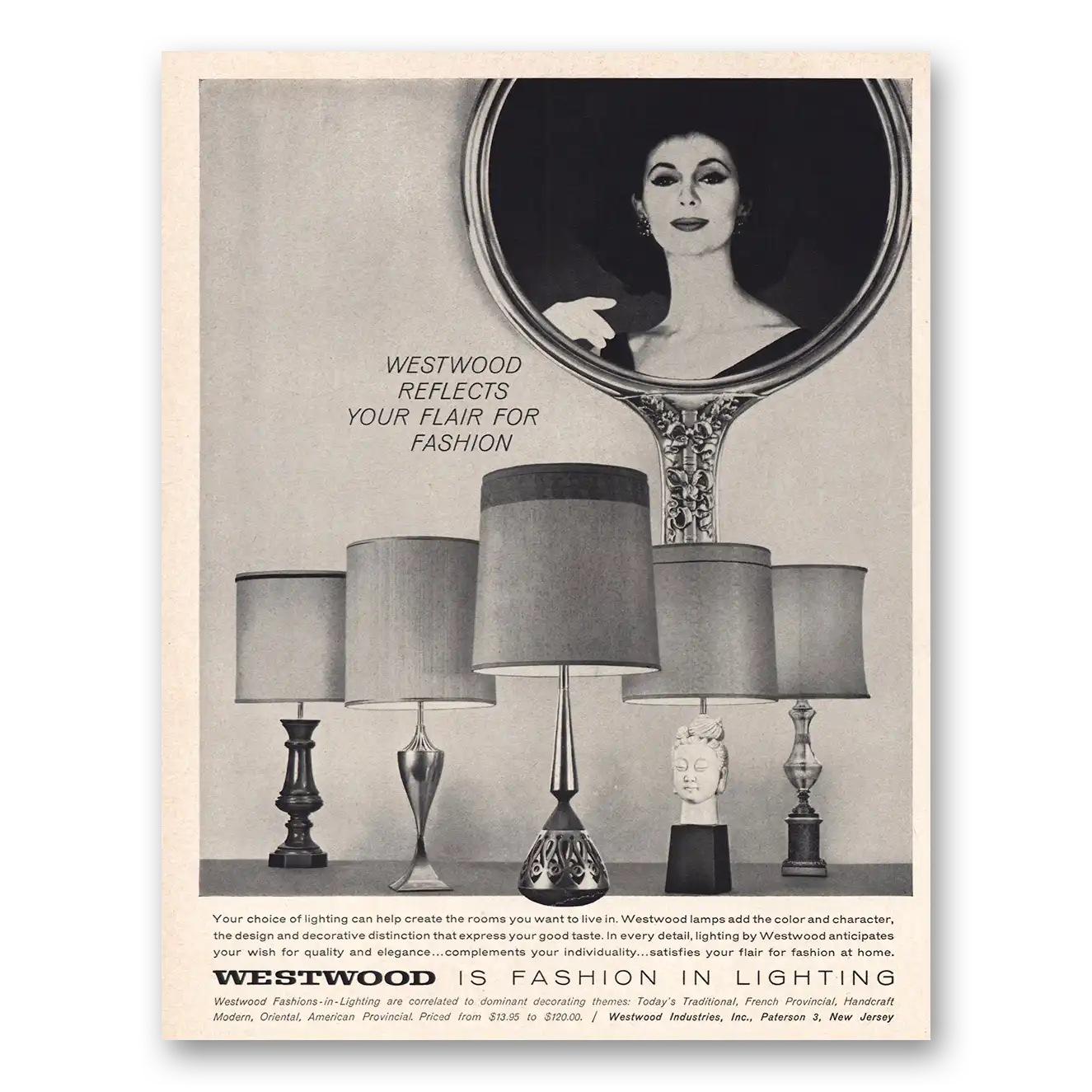 1960 Westwood Lighting Flair for Fashion Vintage Magazine Print Ad