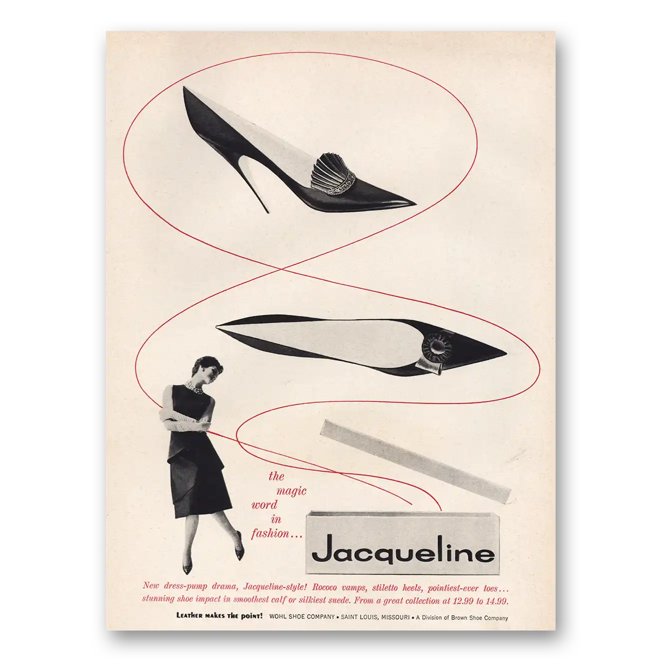 1960 Wohl Shoes Magic Word Fashion Jacqueline Vintage Magazine Print Ad