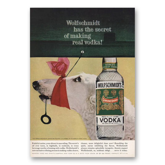 1960 Wolfschmidt Vodka Secret of Making Real Vodka Vintage Magazine Print Ad