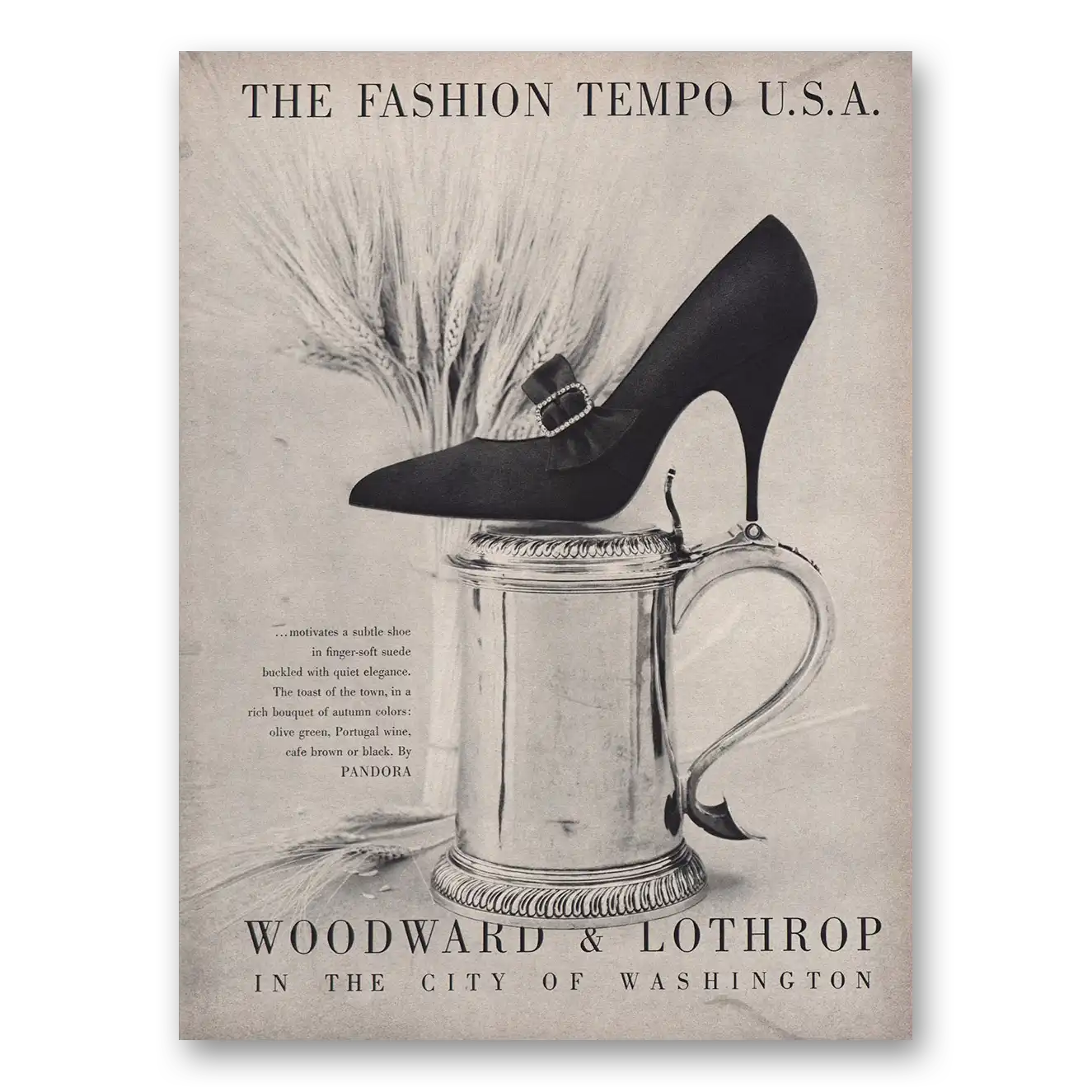 1960 Pandora Shoes Fashion Tempo USA Vintage Magazine Print Ad