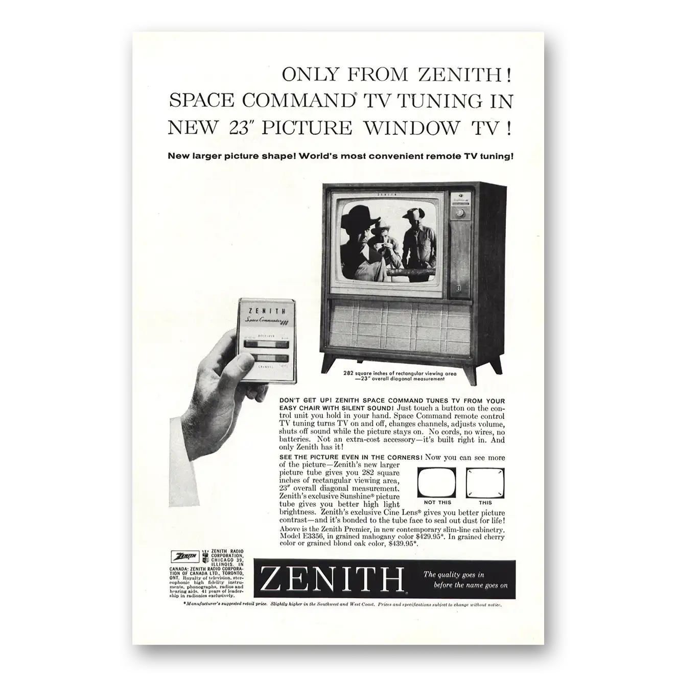 1960 Zenith Television Space Command TV Tuning Vintage Magazine Print Ad