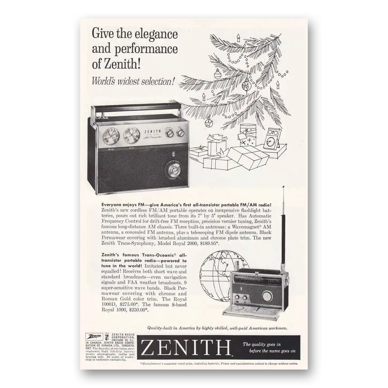 1960 Zenith Radio FM AM Radio Elegance and Performance Vintage Magazine Print Ad