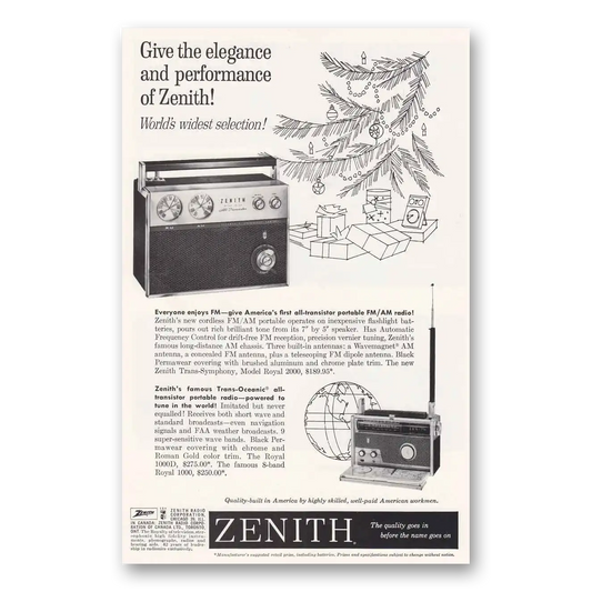 1960 Zenith Radio FM AM Radio Elegance and Performance Vintage Magazine Print Ad