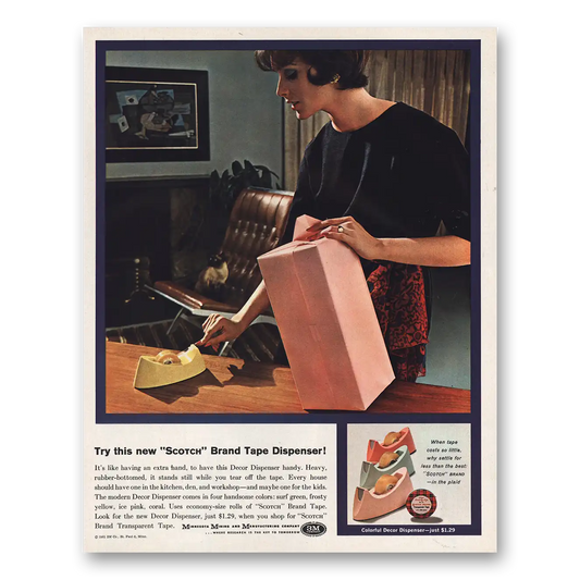 1961 Scotch Brand Tape Dispenser Like Having an Extra Hand Vintage Magazine Print Ad