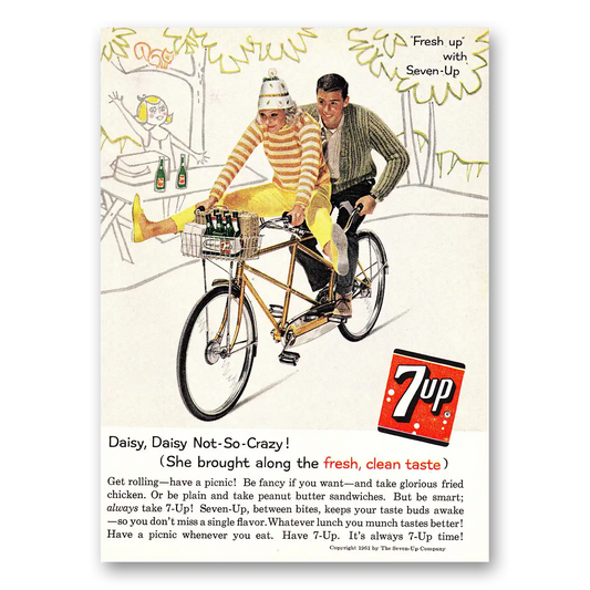 1961 7Up Daisy Daisy Not So Crazy Vintage Magazine Print Ad