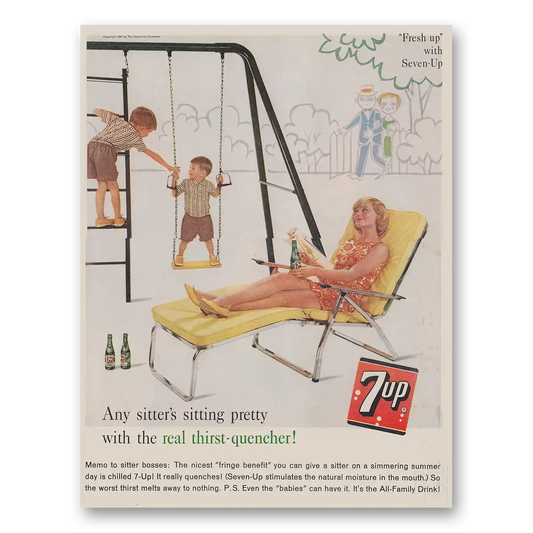 1961 7Up Any Sitters Sitting Pretty Vintage Magazine Print Ad