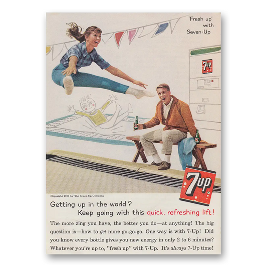 1961 7Up Getting Up In the World Gymnastics Vintage Magazine Print Ad