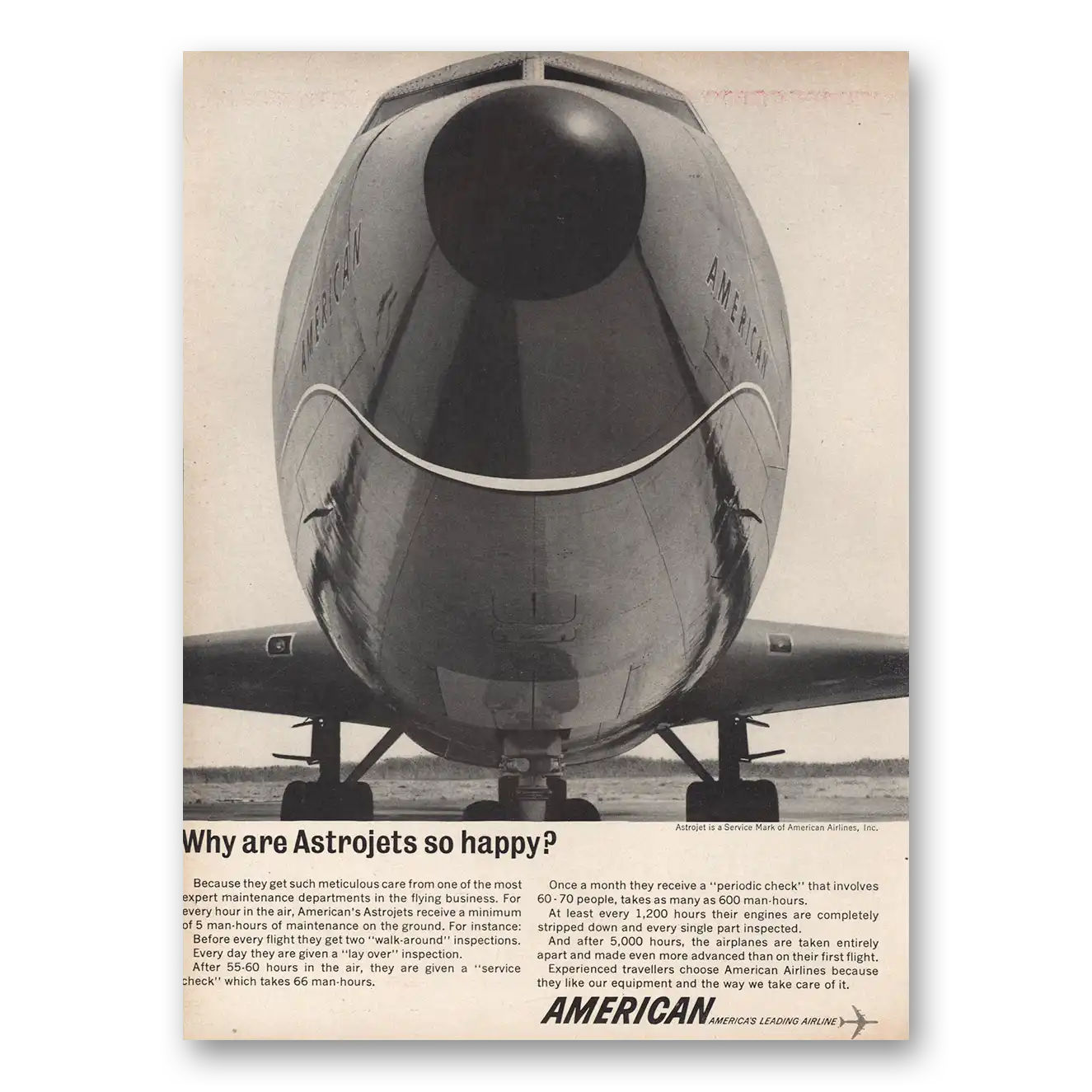 1961 American Airlines Why Are Astrojets So Happy Vintage Magazine Print Ad