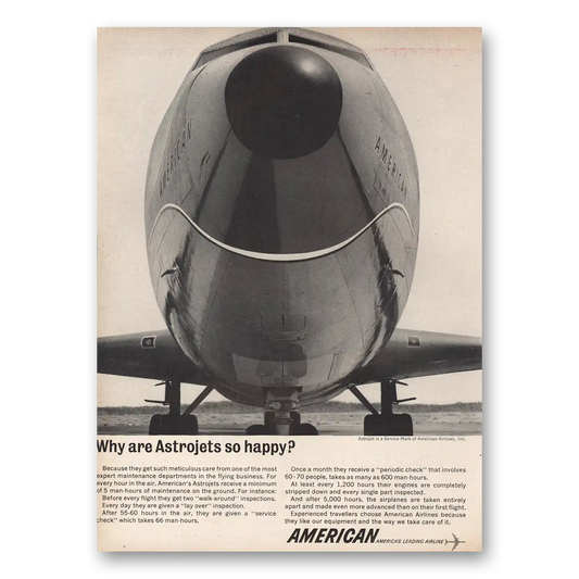 1961 American Airlines Why Are Astrojets So Happy Vintage Magazine Print Ad