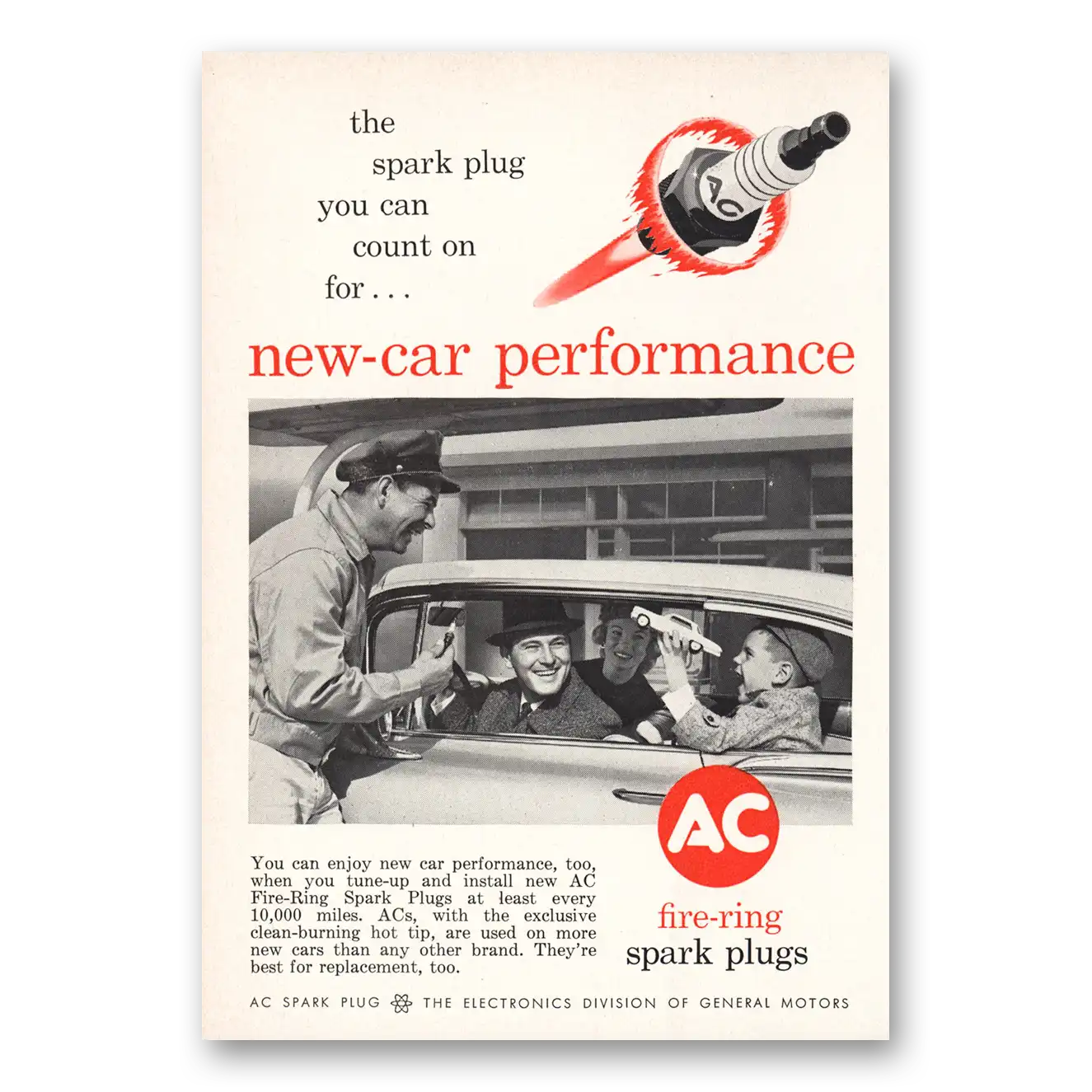 1961 AC Spark Plugs Count On New Car Performance Vintage Magazine Print Ad