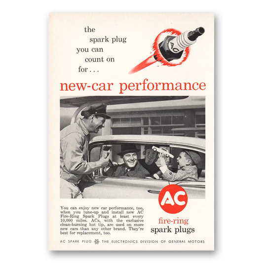 1961 AC Spark Plugs Count On New Car Performance Vintage Magazine Print Ad