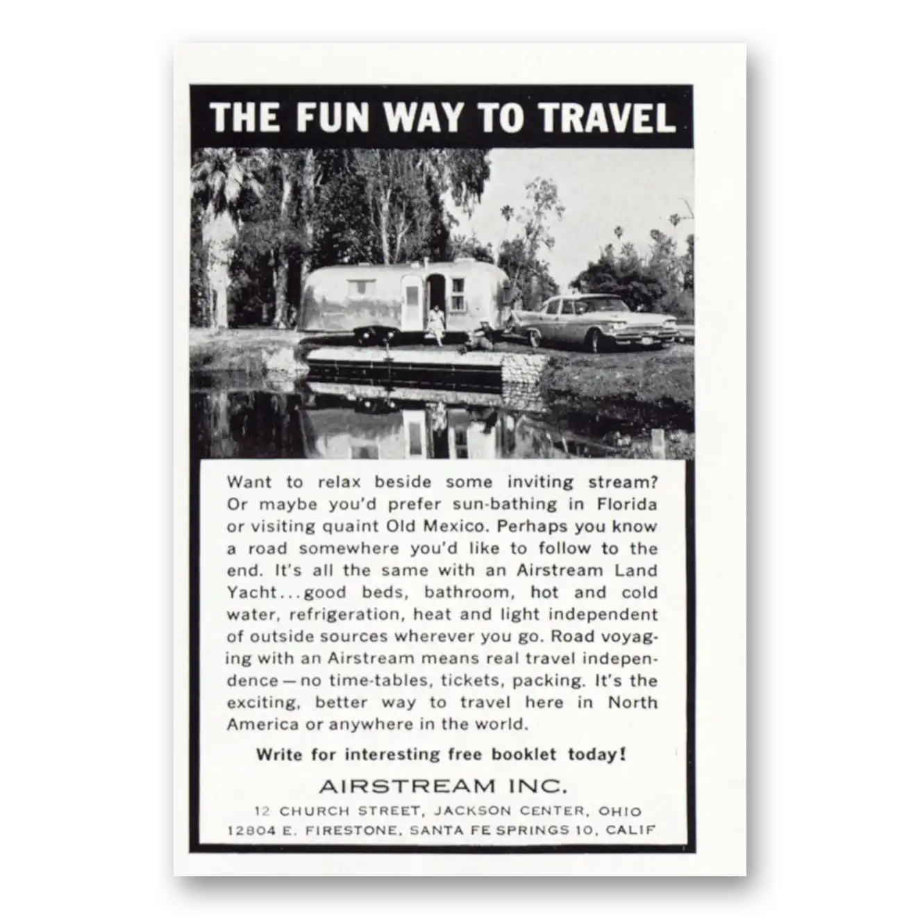 1961 Airstream Trailers Fun Way to Travel Vintage Magazine Print Ad