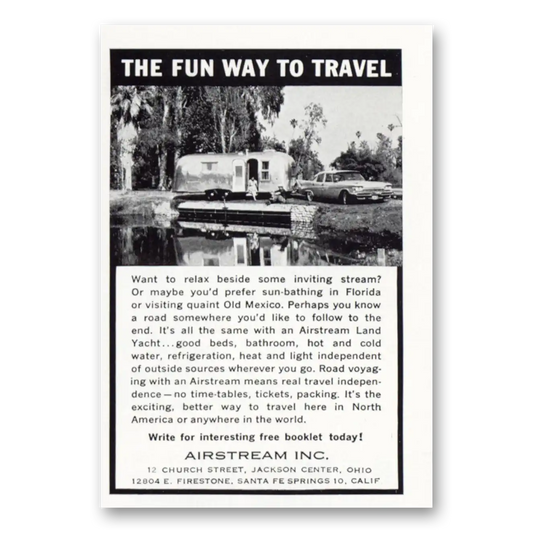 1961 Airstream Trailers Fun Way to Travel Vintage Magazine Print Ad