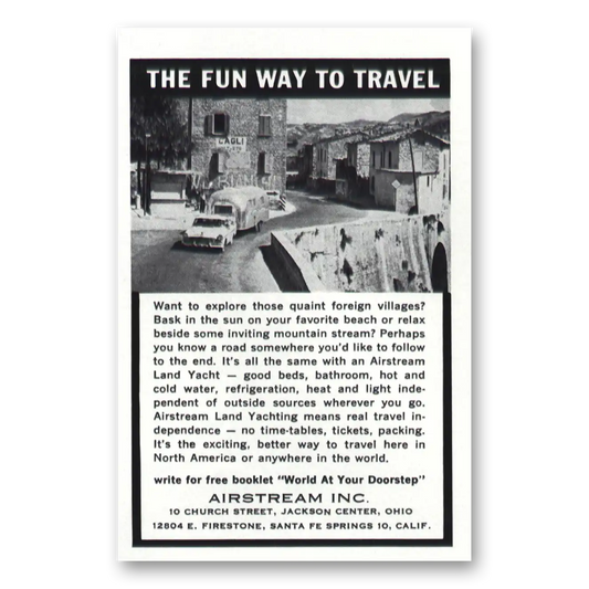 1961 Airstream Trailers Quaint Foreign Villages Vintage Magazine Print Ad