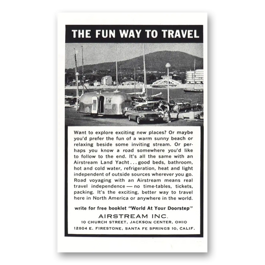 1961 Airstream Trailers Fun Way to Travel Harbor Vintage Magazine Print Ad