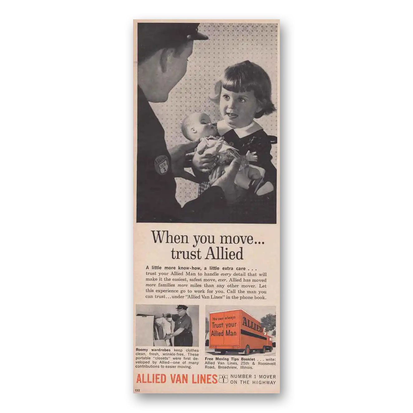 1961 Allied Van Lines When You Move Trust Allied Vintage Magazine Print Ad