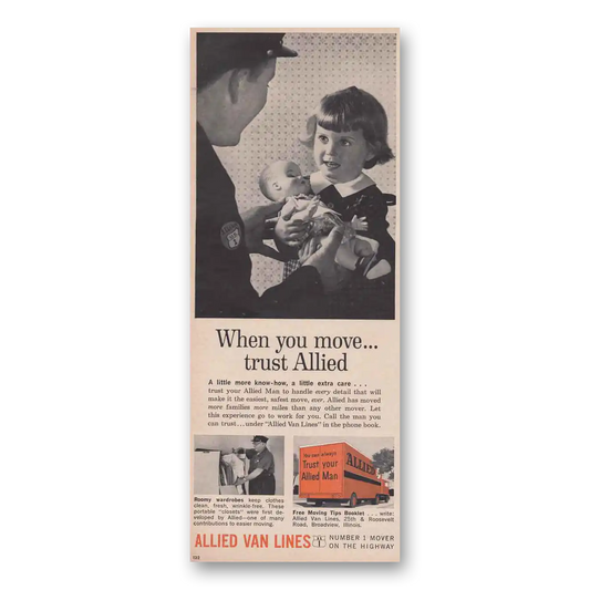 1961 Allied Van Lines When You Move Trust Allied Vintage Magazine Print Ad