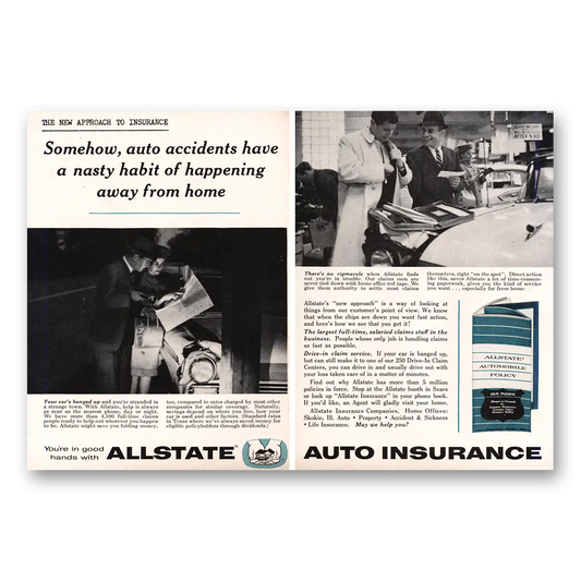 1961 Allstate Insurance Somehow Auto Accidents Have a Nasty Habit Vintage Magazine Print Ad