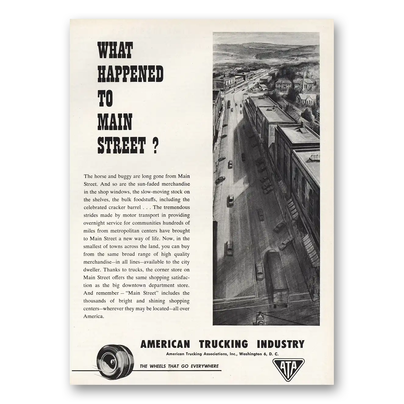 1961 American Trucking What Happened to Main Street Vintage Magazine Print Ad