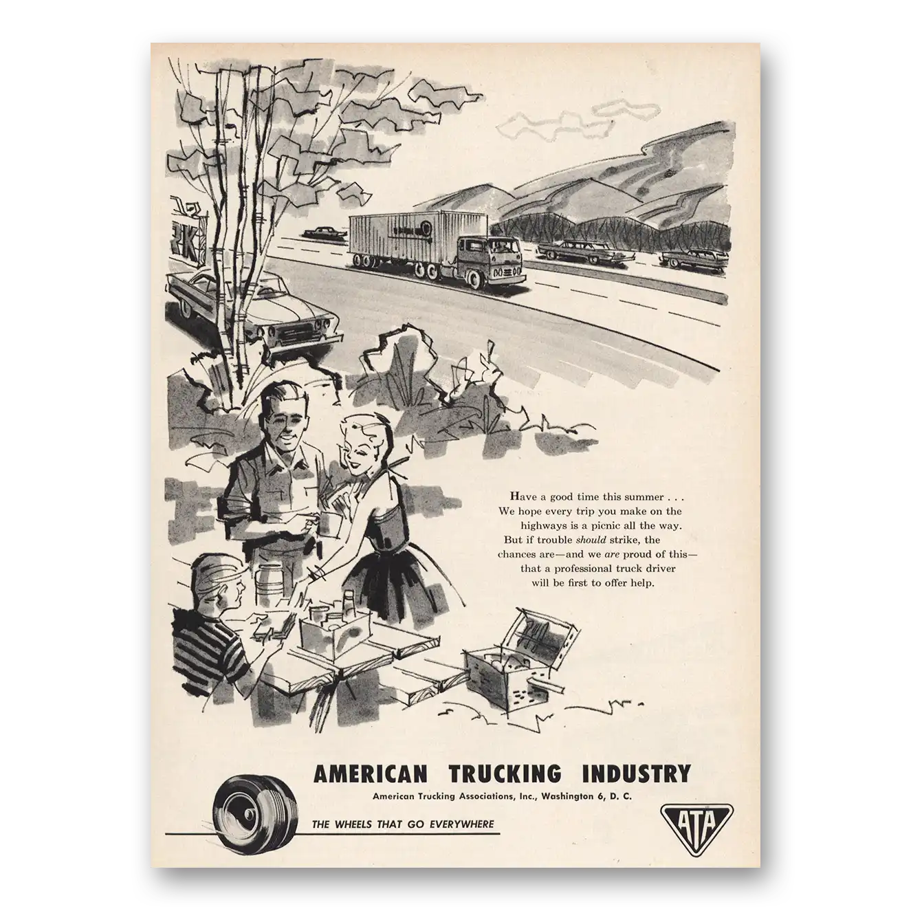 1961 American Trucking Have Good Time This Summer Vintage Magazine Print Ad