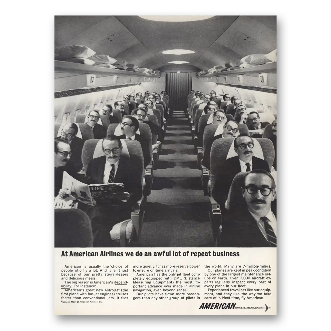 1961 American Airlines We Do An Awful Lot Repeat Business Vintage Magazine Print Ad