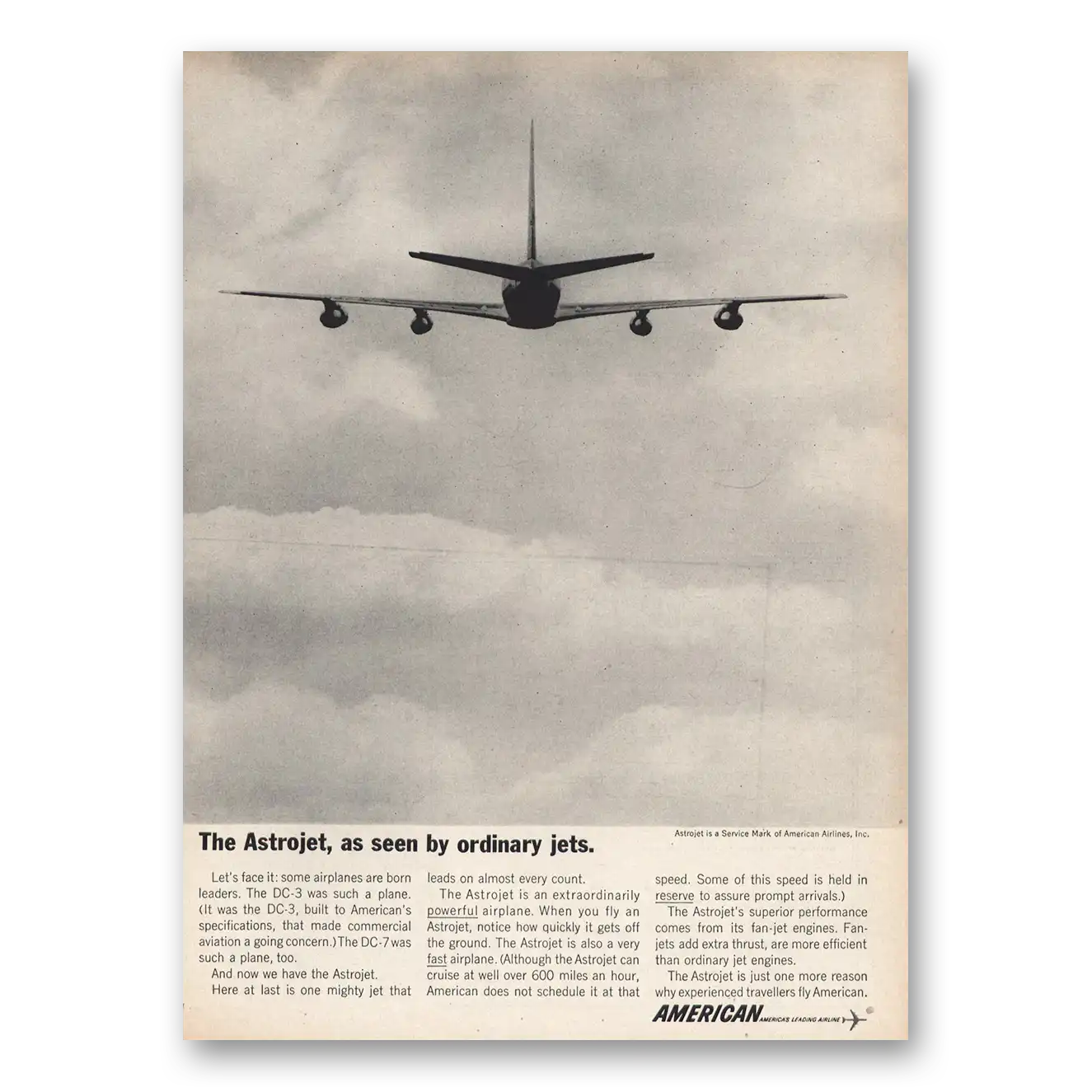 1961 American Airlines Astrojet As Seen By Ordinary Jets Vintage Magazine Print Ad