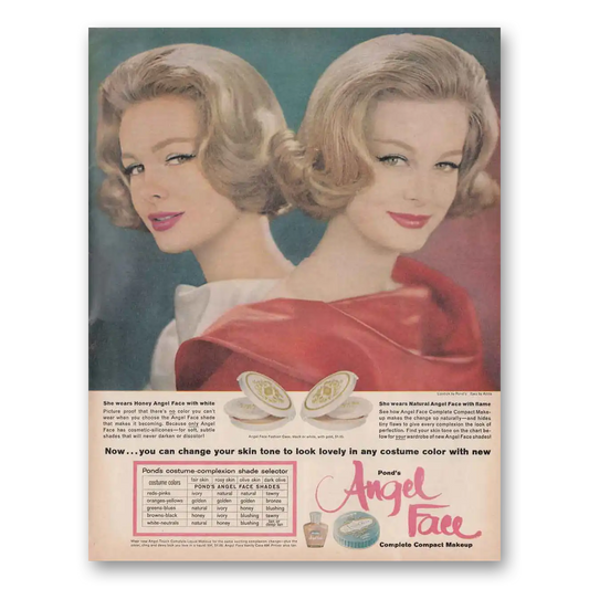 1961 Angel Face Cosmetics Compact Makeup Honey Angel Face Vintage Magazine Print Ad