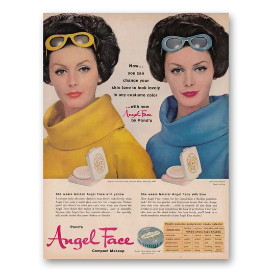 1961 Angel Face Cosmetics Compact Makeup Costume Color Vintage Magazine Print Ad