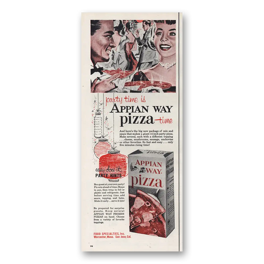 1961 Food Specialties Appian Way Pizza Party Time Vintage Magazine Print Ad